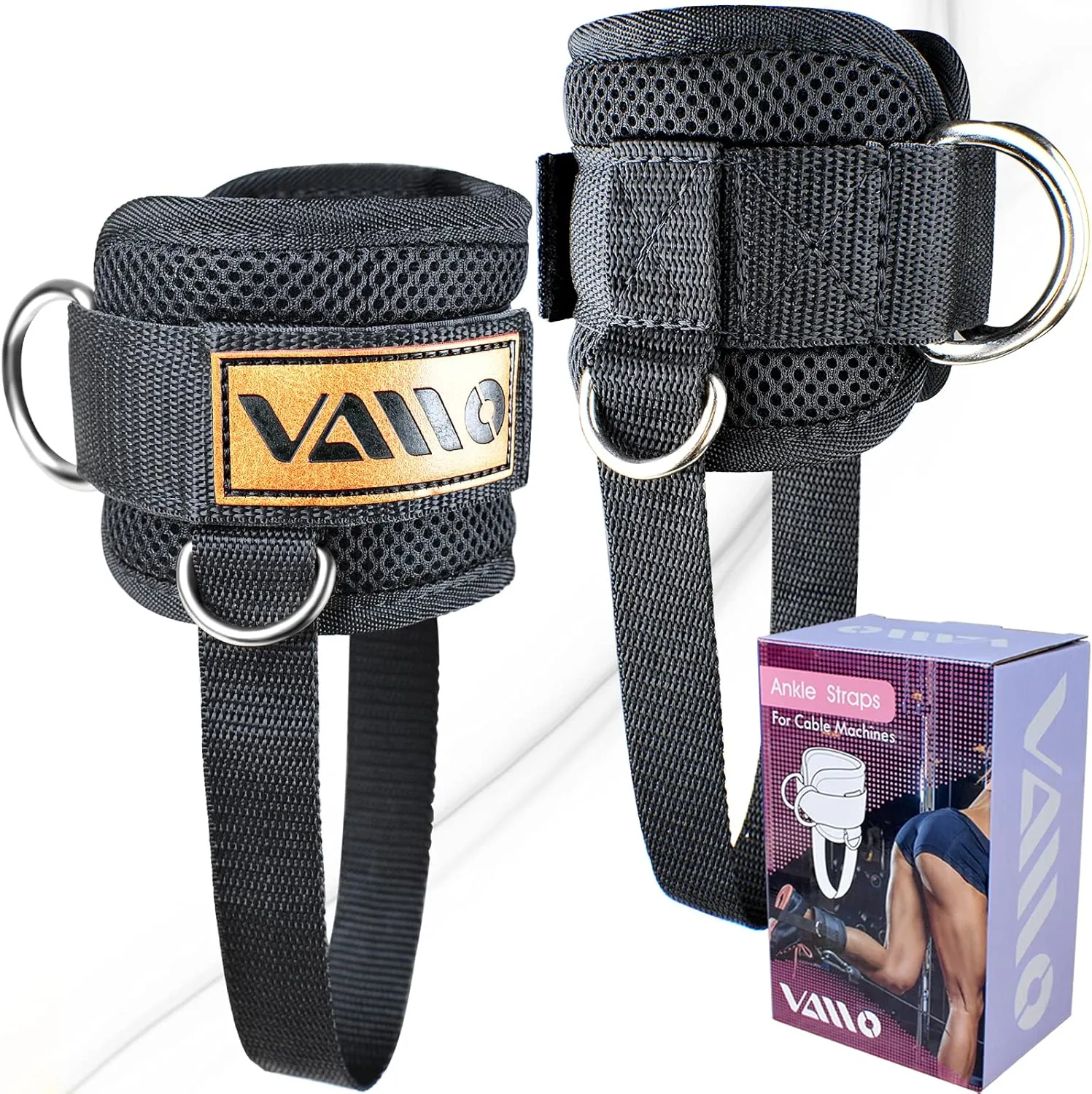 VAIIO Ankle Straps for Cable Machines,Adjustable Comfort fit Neoprene, Reinforce Double D-Ring - Premium Ankle Cuffs to Improve Abdominal Muscles, Lift The Butts, Tone The Legs for Men & Women