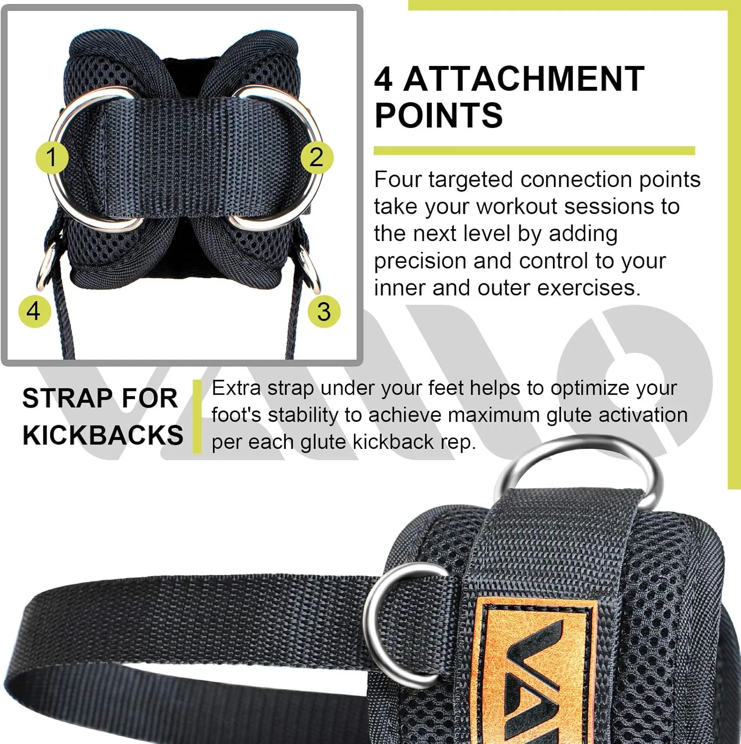 VAIIO Ankle Straps for Cable Machines,Adjustable Comfort fit Neoprene, Reinforce Double D-Ring - Premium Ankle Cuffs to Improve Abdominal Muscles, Lift The Butts, Tone The Legs for Men & Women