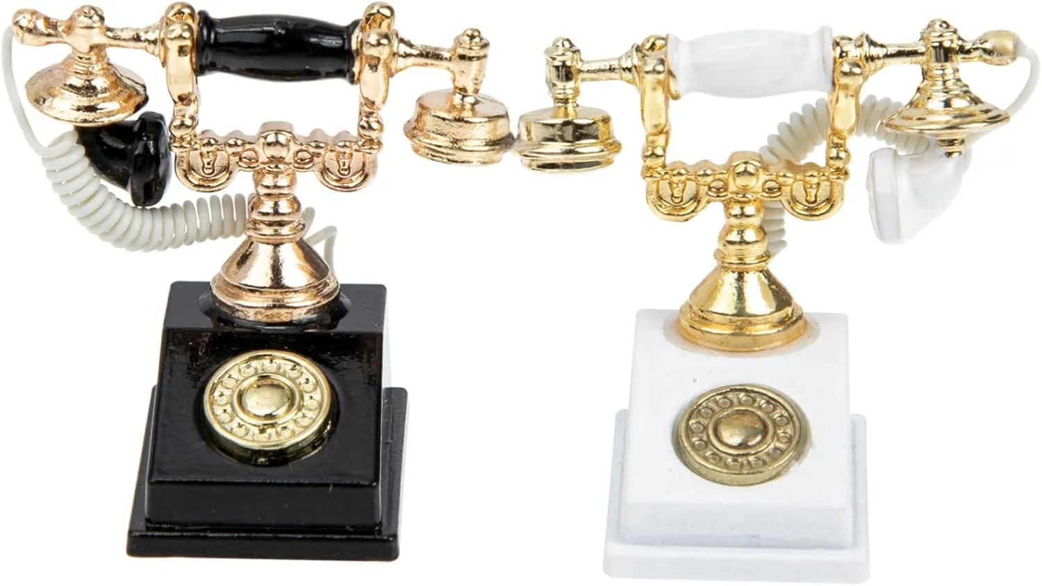 VANZACK 3sets Mini Retro Desk Phone Metal Material Miniature Phone DIY Furniture Accessory Boys and Girls Toy 2pcs*3