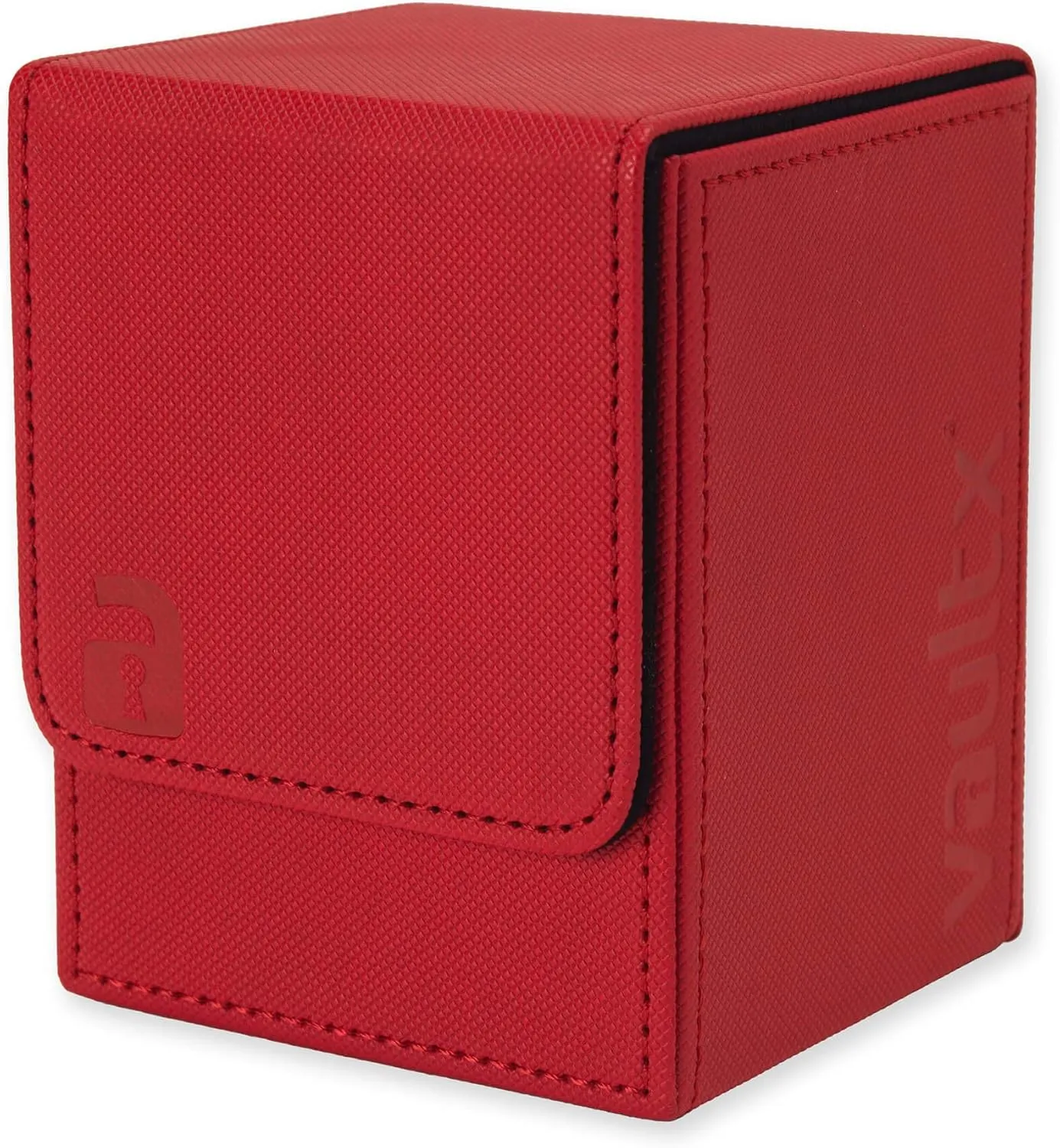 Vault X Trading Card Toploading Deck Box, 80  sleeved cards, Premium Exo-Tec Material, Card Holder Storage Box, Detachable Magnetic Lid, for MTG Commander, TCG (Red)