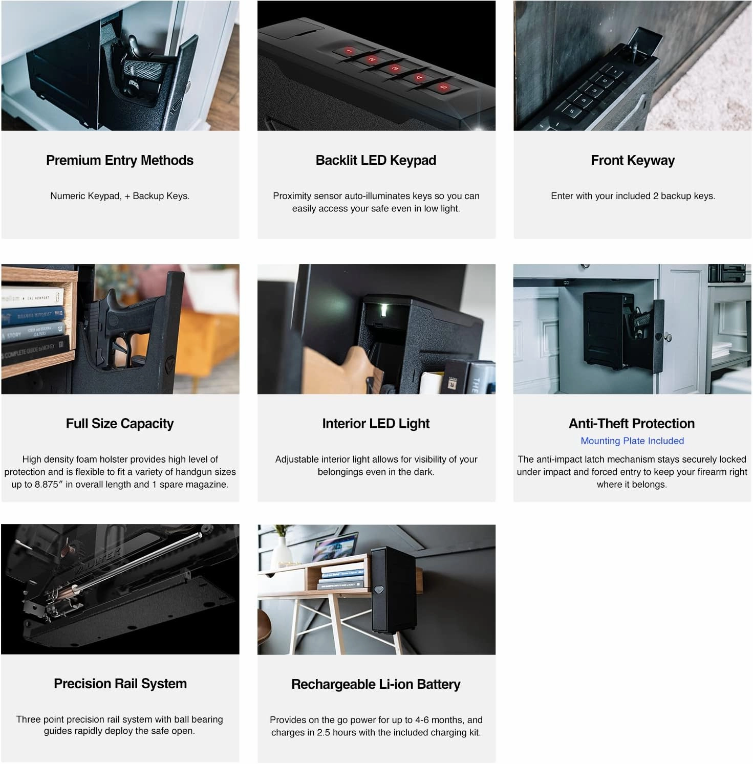 VAULTEK Essential Series Quick Access Handgun Safe with Auto Open Door and Rechargeable Lithium-ion Battery (SE20) (Slider Safe)