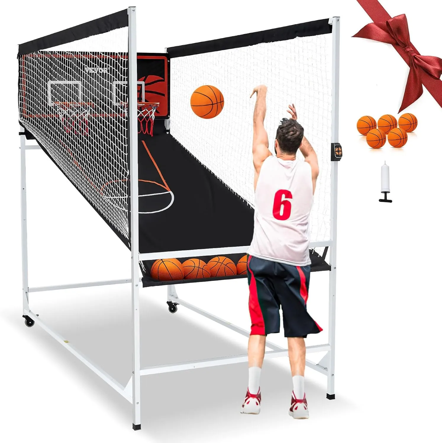 VEVOR Basketball Arcade Game Indoor, 2 Player Indoor Basketball Game, Home Dual Pop- A-Shot Sport with Balls, 8 Game Modes, Electronic Scoreboard, and Inflation Pump, for Kids, Adults