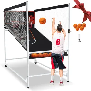 VEVOR Basketball Arcade Game Indoor, 2 Player Indoor Basketball Game, Home Dual Pop- A-Shot Sport with Balls, 8 Game Modes, Electronic Scoreboard, and Inflation Pump, for Kids, Adults