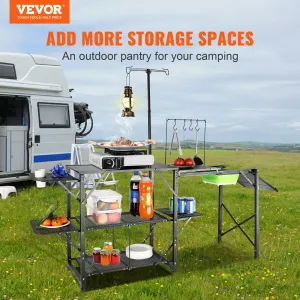 VEVOR Camping Kitchen Table - Portable Cook Station for Outdoor Picnics, BBQs, and Camping