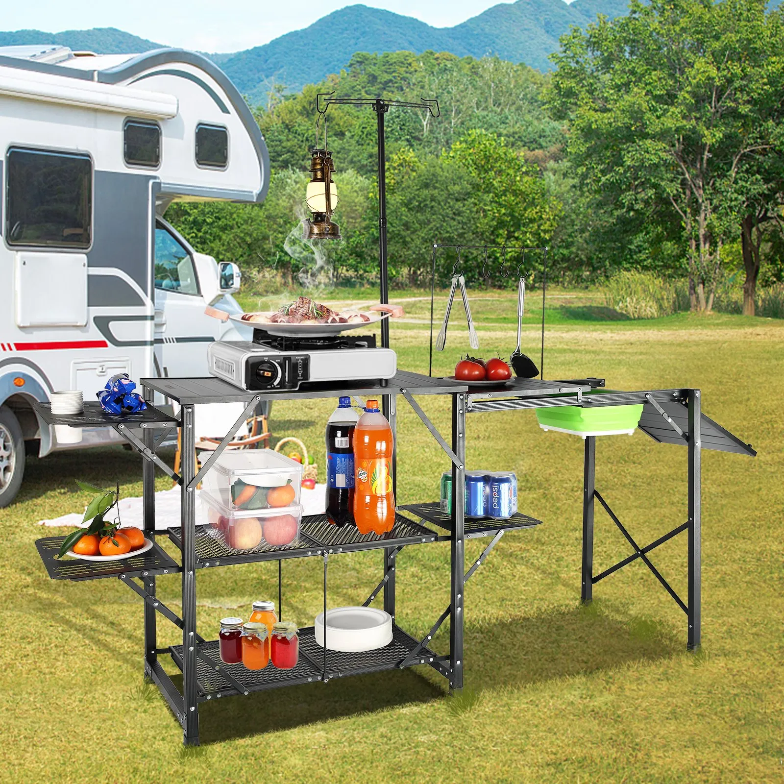 VEVOR Camping Kitchen Table - Portable Cook Station for Outdoor Picnics, BBQs, and Camping