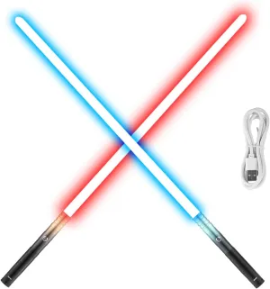 VEVOR Light Sword, 2 Pack Light up Sword with 12 RGB Colors, 4 Sound Modes and Realistic Handle, Rechargeable Toy for Adults and Kids, Christmas Day, Halloween Cosplay, Birthday