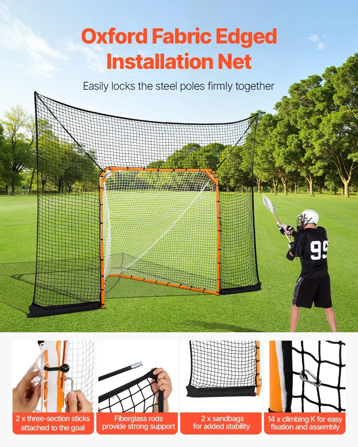VEVOR Portable Lacrosse Goal - Complete Training Accessory Set with Extended Coverage for Youth and Adults