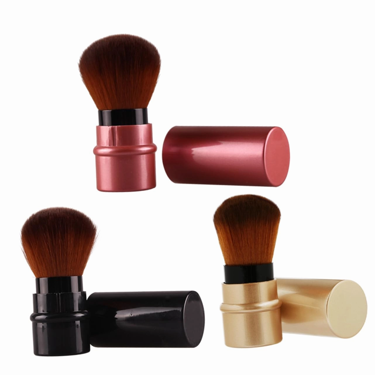 VICASKY 3pcs Retractable Foundation Brush Set Makeup Brushes Kit for Blush Highlighting No Shedding Portable Travel Size