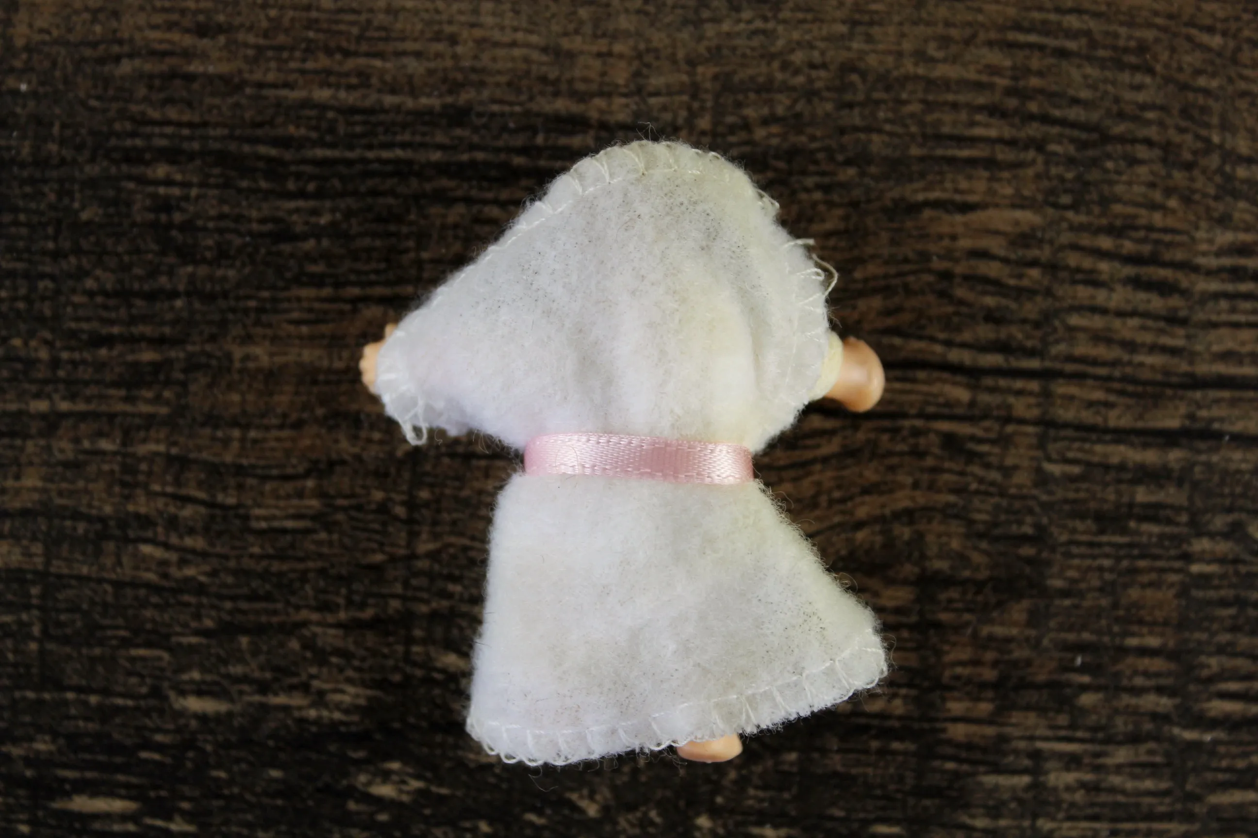 Vintage 1:12 Dollhouse Rubber Baby Figurine with White Outfit & White Swaddle Blanket
