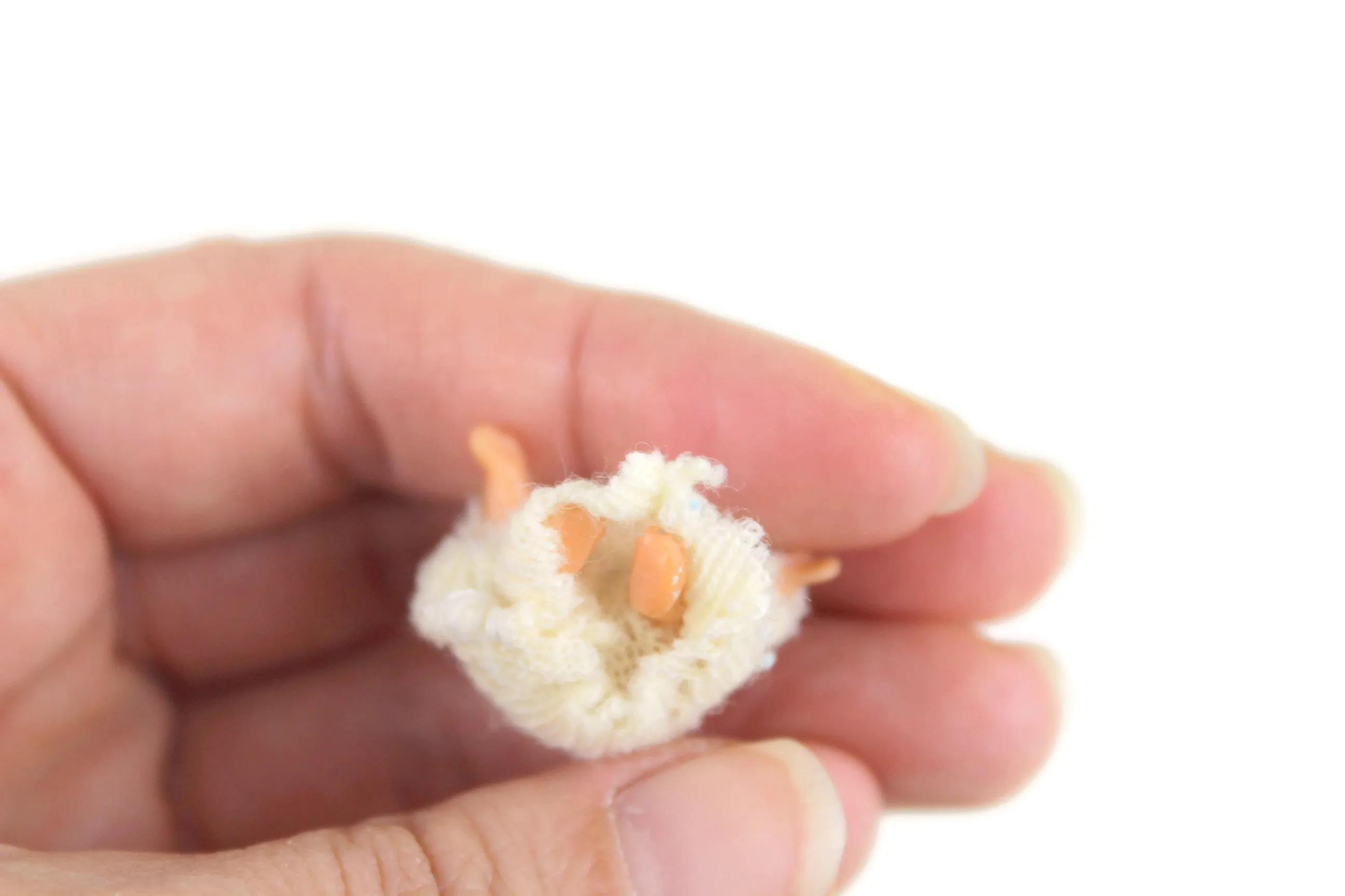 Vintage 1:12 Miniature Dollhouse Baby Doll Figurine in Handmade Crochet Sleeper Blanket