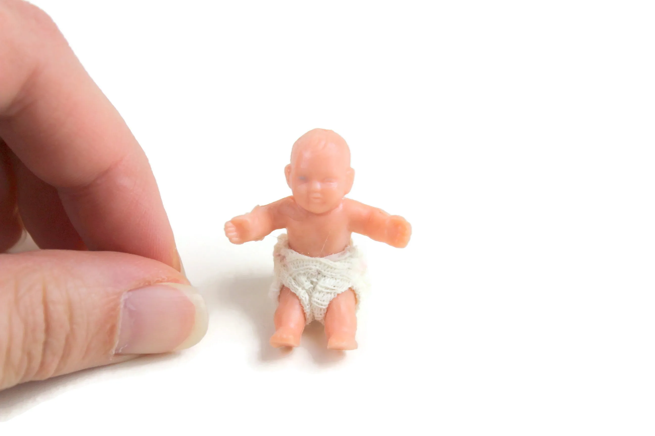 Vintage 1:12 Miniature Dollhouse Baby Doll Figurine with Diaper