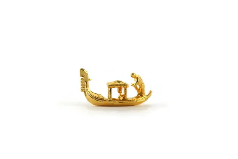 Vintage 1:12 Miniature Dollhouse Gold Brass Gondola Boat Figurine