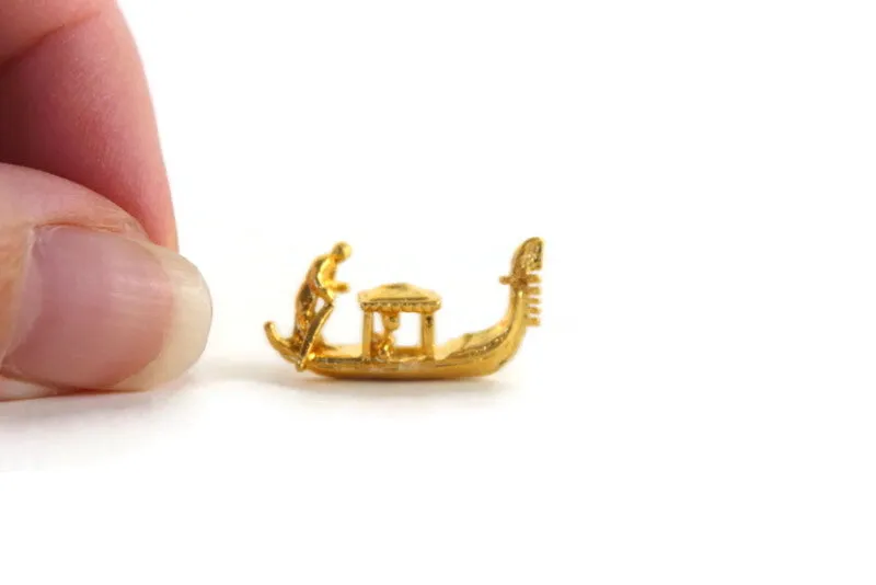 Vintage 1:12 Miniature Dollhouse Gold Brass Gondola Boat Figurine