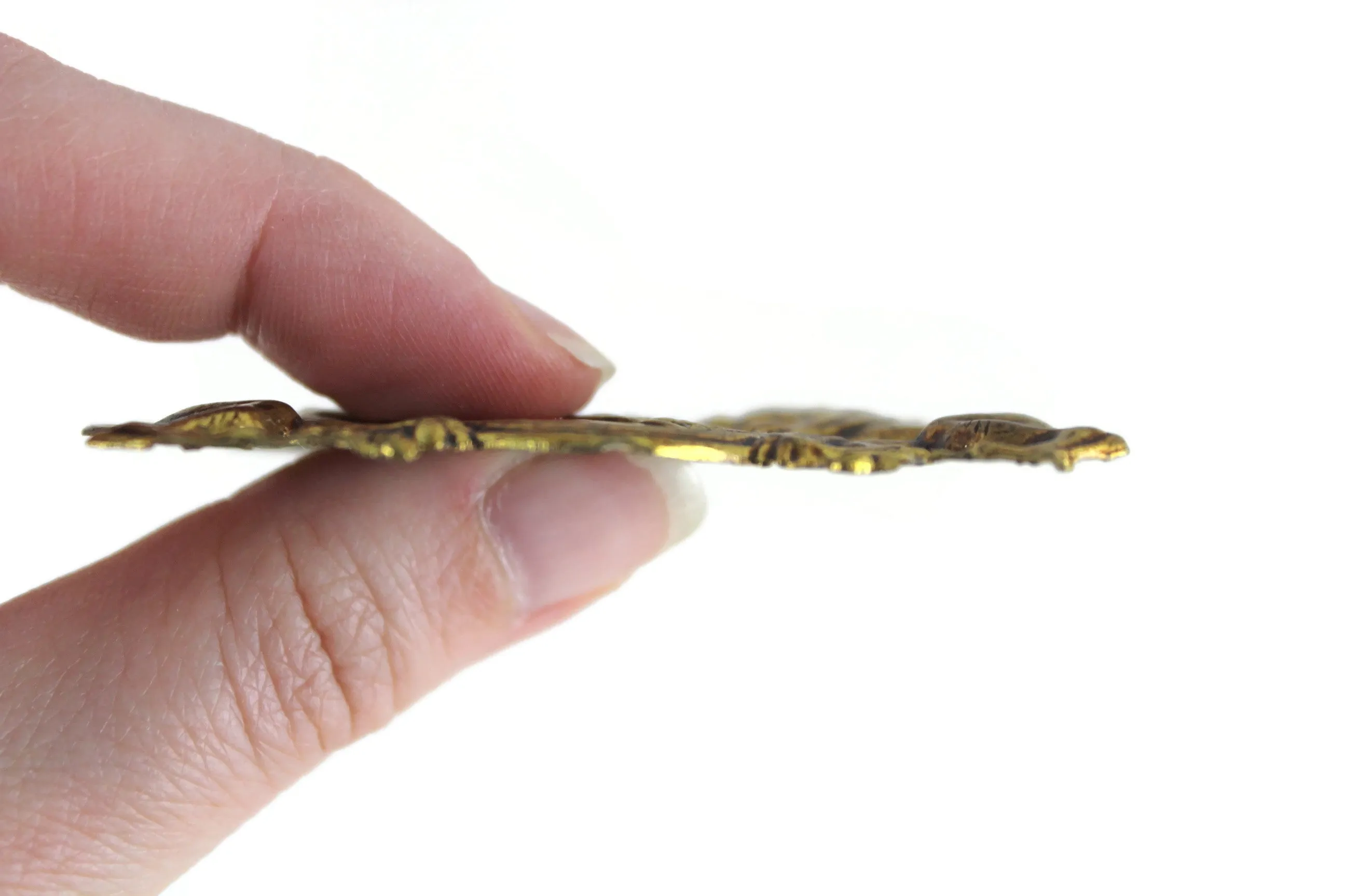 Vintage 1:12 Miniature Dollhouse Gold Metal Crest Wall Hanging with Lions