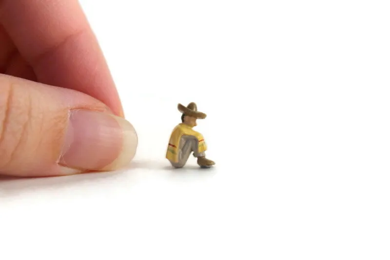 Vintage 1:12 Miniature Dollhouse Man with Sombrero Figurine