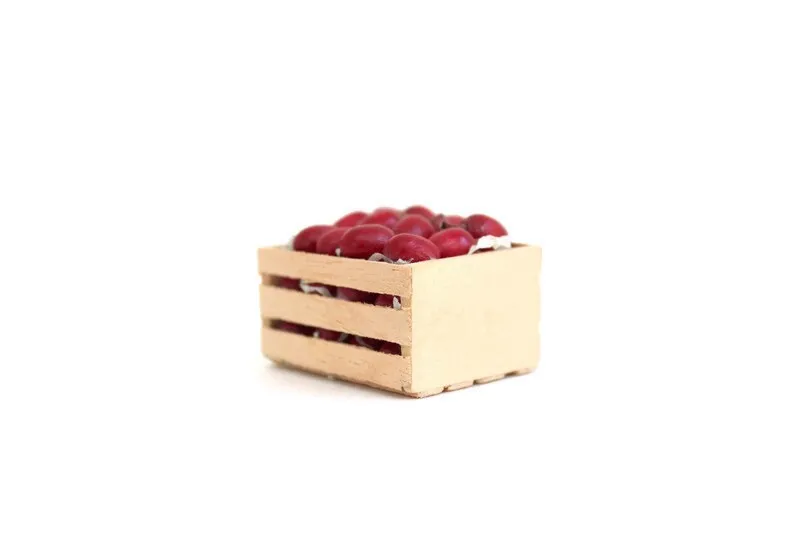 Vintage 1:12 Miniature Dollhouse Wooden Crate of Apples