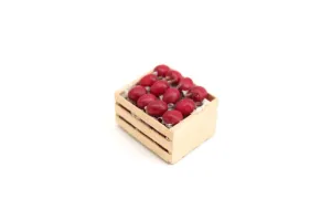 Vintage 1:12 Miniature Dollhouse Wooden Crate of Apples