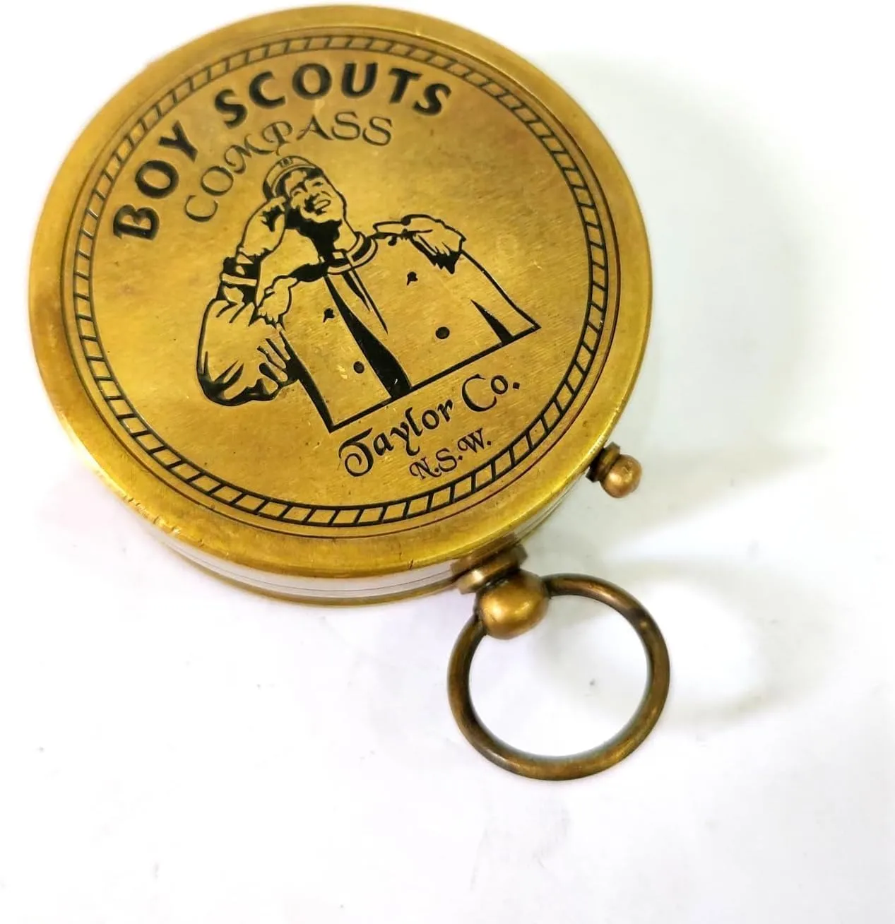 Vintage Brass Scout Compass with Scout Oath Engraving, Antique-Style Working Compass, Scouting Collectible