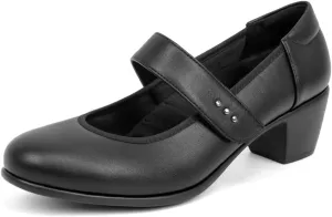 VJH confort Women's Mary Jane Pumps Low Block Chunky Heel Round Toe Dress Work Comfortable Shoes