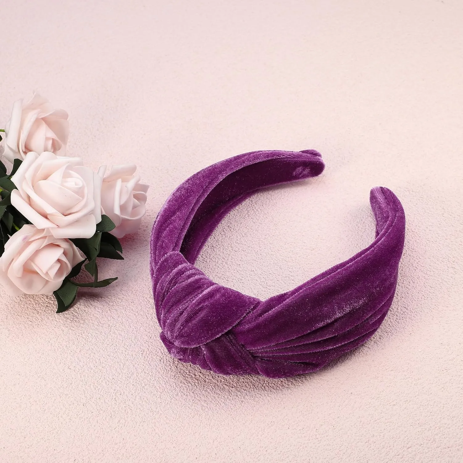 VOCOSTE Velvet Wide Knotted Hairband, Women Hairband, Hair Hoop, Fuchsia