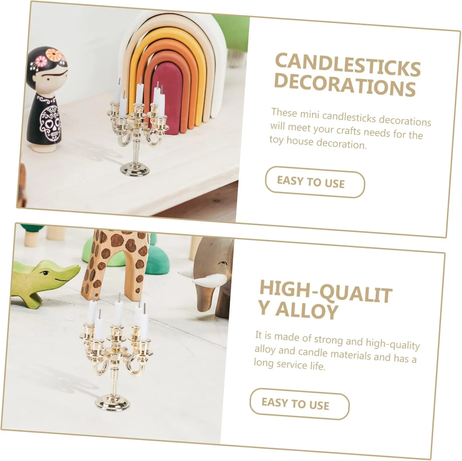 VOSAREA 2 Sets Miniature Candle Stand for Doll House Decor Accessories DIY Crafts Safe Friendly Design