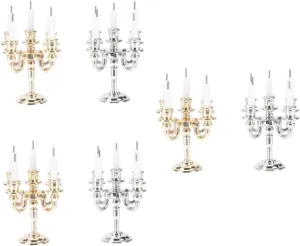 VOSAREA 2 Sets Miniature Candle Stand for Doll House Decor Accessories DIY Crafts Safe Friendly Design