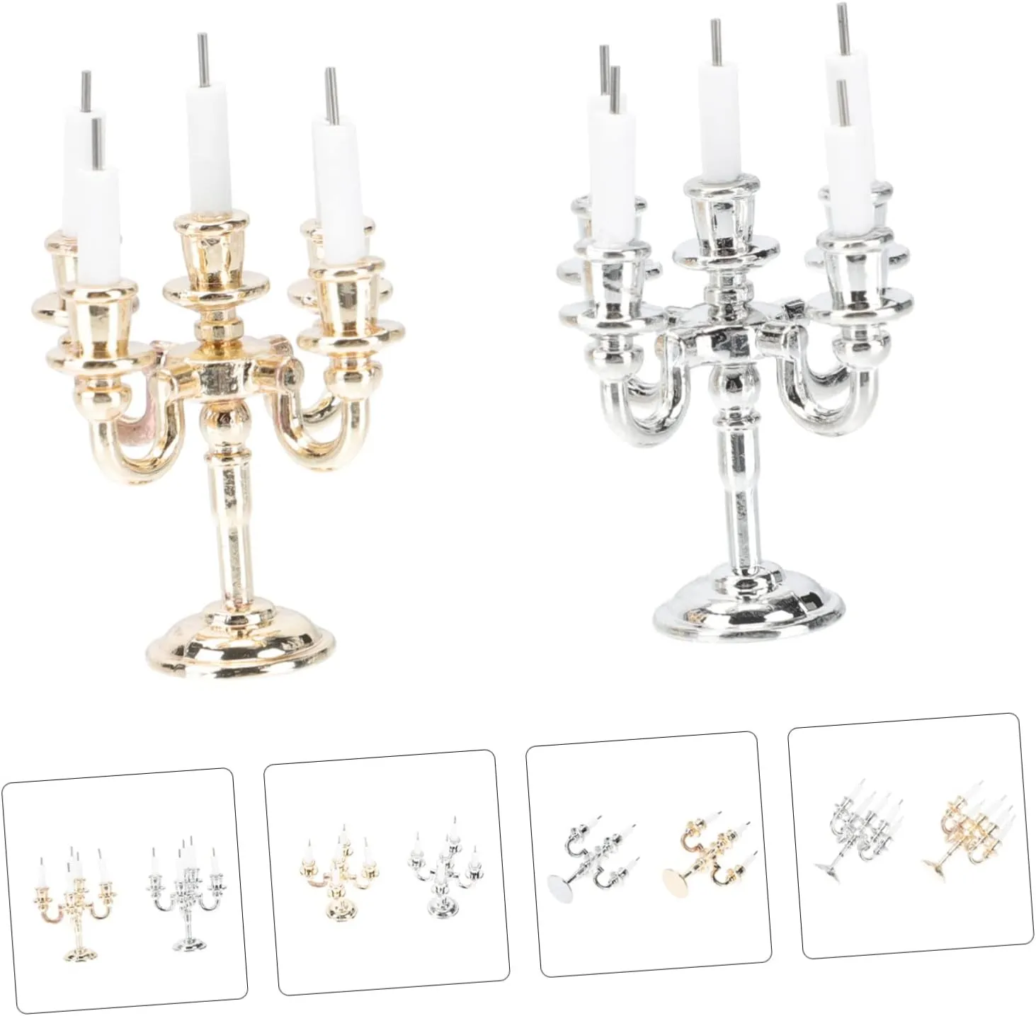 VOSAREA 2 Sets Miniature Candle Stand for Doll House Decor Accessories DIY Crafts Safe Friendly Design