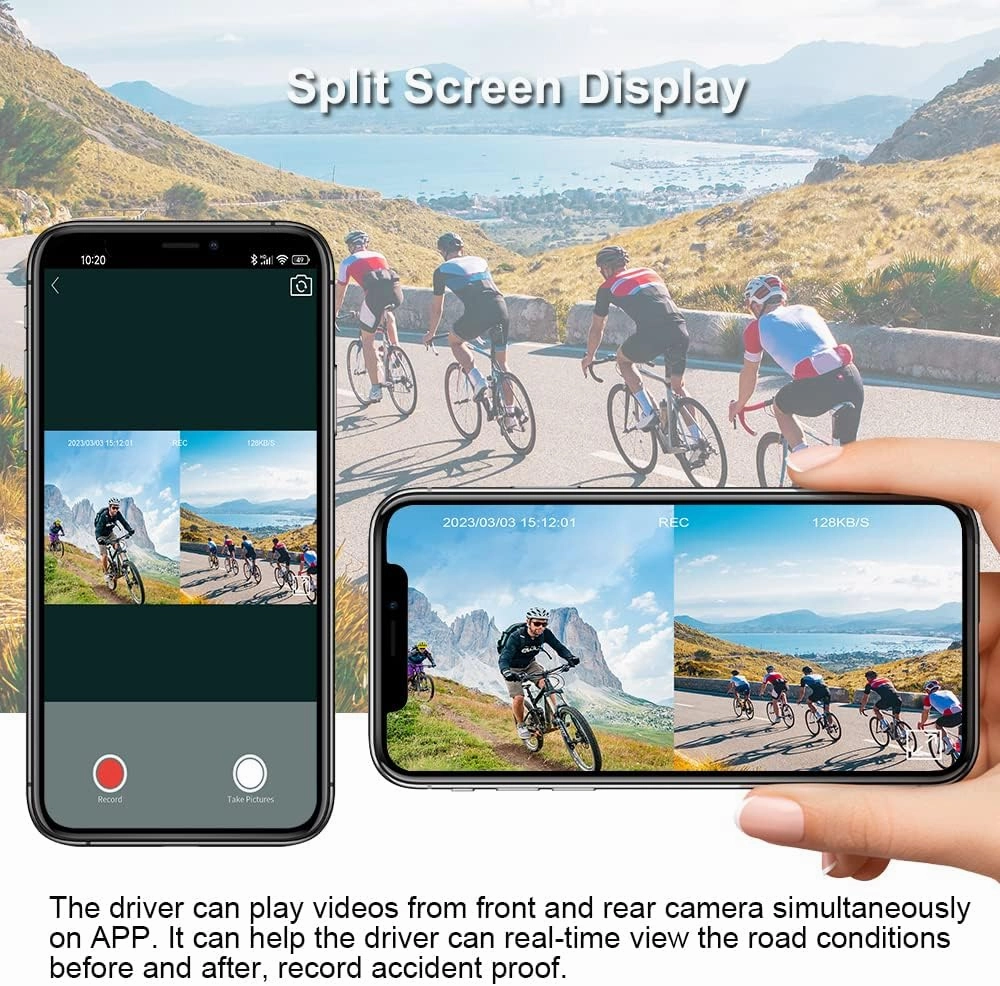 VSYSTO Helmet Cameras for Bike Motorcycle with Remote Control, WiFi 150° Wide Angle HD 1080P Front and Rear Camera Portable Waterproof Action Cam Bicycle Dash Cam, Loop Recording G-sensor(Dual Camera)