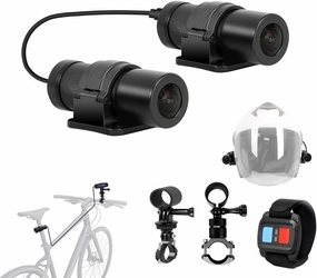 VSYSTO Helmet Cameras for Bike Motorcycle with Remote Control, WiFi 150° Wide Angle HD 1080P Front and Rear Camera Portable Waterproof Action Cam Bicycle Dash Cam, Loop Recording G-sensor(Dual Camera)
