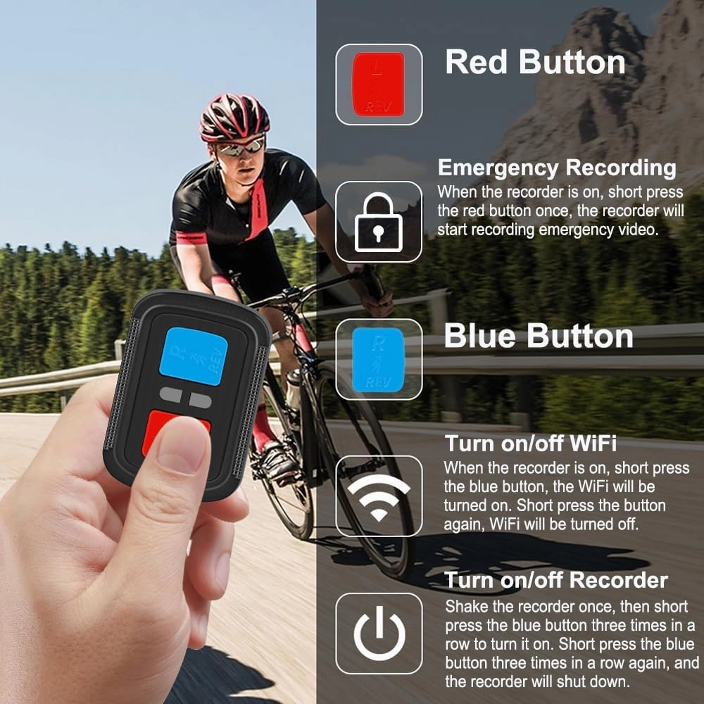 VSYSTO Helmet Cameras for Bike Motorcycle with Remote Control, WiFi 150° Wide Angle HD 1080P Front and Rear Camera Portable Waterproof Action Cam Bicycle Dash Cam, Loop Recording G-sensor(Dual Camera)