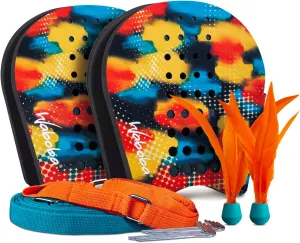 Waboba Battle Bird - Rethink Your Paddle Game – Backyard Set Includes: 2 Wearable Paddles, 2 Small Birdies and a Easy Court to Set-up with Stakes - Size 200 x 120 x 228 mm