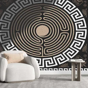 Wall Paper Sticker Pull and Stick Greek Key Cute Contact Paper Wall Decor Dollhouse Easy to Clean (W) 59" X(H) 59"