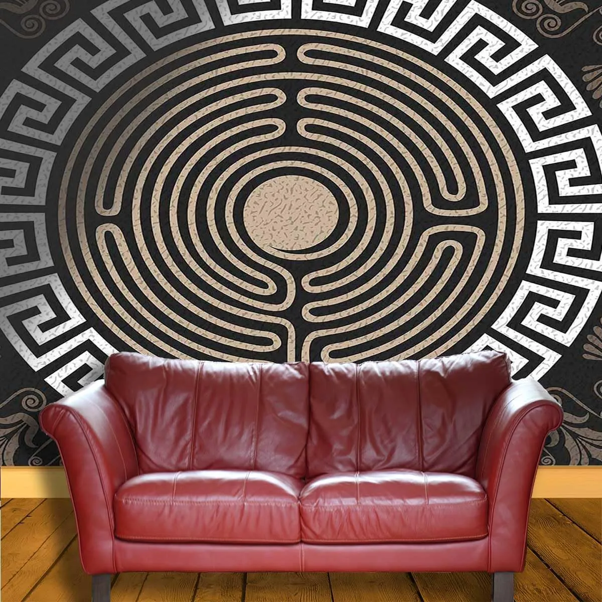 Wall Paper Sticker Pull and Stick Greek Key Cute Contact Paper Wall Decor Dollhouse Easy to Clean (W) 59" X(H) 59"