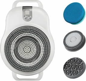 Wall Mounted Back Scrubber for Shower,Electric Back Bath Brush,7'' Replaceable Brush Heads,360° Automatic Rotation,3 Speed Control,Smart Wall Mounted Exfoliating Brushes for Deep Cleansing (White)