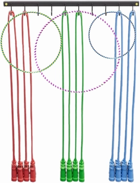 Wall Mounted Hula Hoop Rack with Hooks, Hanging Jump Ropes Sports Equipment Holder, Heavy Duty Gymnastics Hoops Display Shelf for Indoor