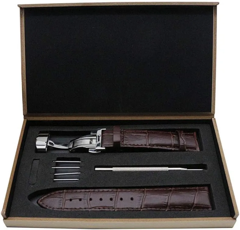 Watch Accessories Bamboo Band Cowhide Strap Set Butterfly Buckle Crocodile-Print Cowhide Bracelet