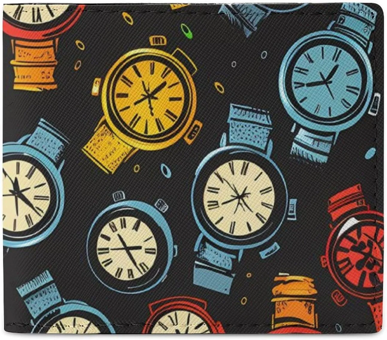 Watch Collector Funny Wristwatch Lover Wallet Slim Bifold Wallet Front Pocket Mini Purse Pocket Wallet with ID Window for Women Men