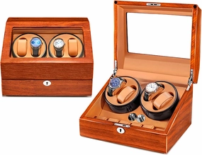 Watch Winder Watch Case 4   6 Watches Rosewood Solid Wood Handcrafted Carefully Polished Beautiful and Durable Energy-Saving Ultra-Quiet Japanese Motor Anti-Magnetic Watch Box (Rosewood 2)