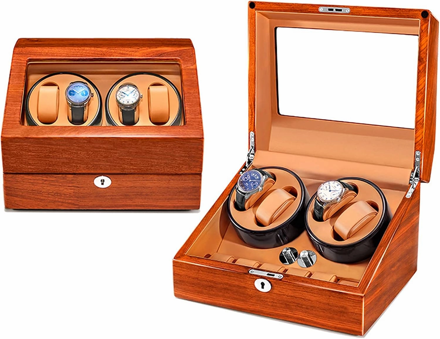 Watch Winder Watch Case 4   6 Watches Rosewood Solid Wood Handcrafted Carefully Polished Beautiful and Durable Energy-Saving Ultra-Quiet Japanese Motor Anti-Magnetic Watch Box (Rosewood 2)