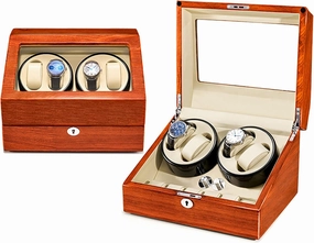 Watch Winder Watch Case 4   6 Watches Rosewood Solid Wood Handcrafted Carefully Polished Beautiful and Durable Energy-Saving Ultra-Quiet Japanese Motor Anti-Magnetic Watch Box (Rosewood 4)