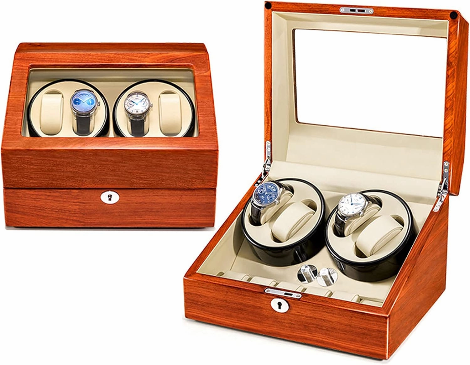 Watch Winder Watch Case 4   6 Watches Rosewood Solid Wood Handcrafted Carefully Polished Beautiful and Durable Energy-Saving Ultra-Quiet Japanese Motor Anti-Magnetic Watch Box (Rosewood 4)