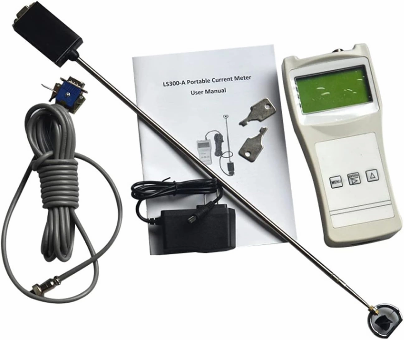 Water Flow Meter, LS300A Flow Meter River Open Channels Flow Velocities Measuring Instrument Portable Slurry Typr Flow Meter Range 0.01~4.0m/s Velocity Meter
