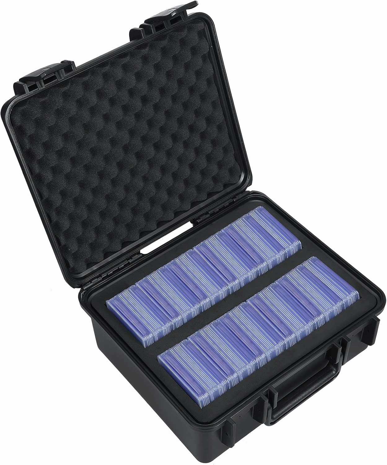 Waterproof Toploader Storage Box for 3" x 4" 35PT Rigid Card Holder, Trading Card Case Holds 300 Toploaders, Fit Sport Card with ONE Touch Magnetic Card Holder