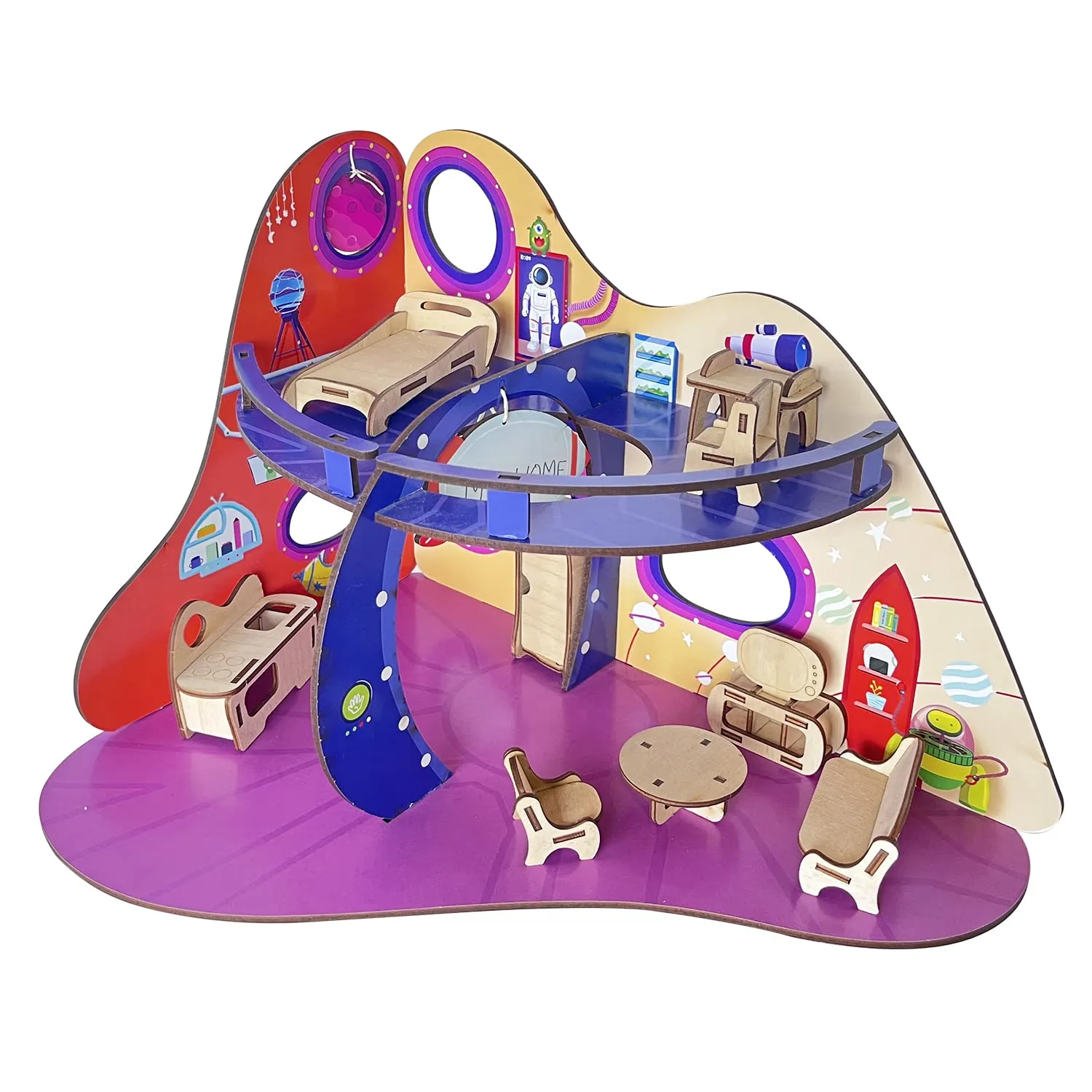 Webby Spacecraft Trip to Universe All Side Play Wooden Doll House