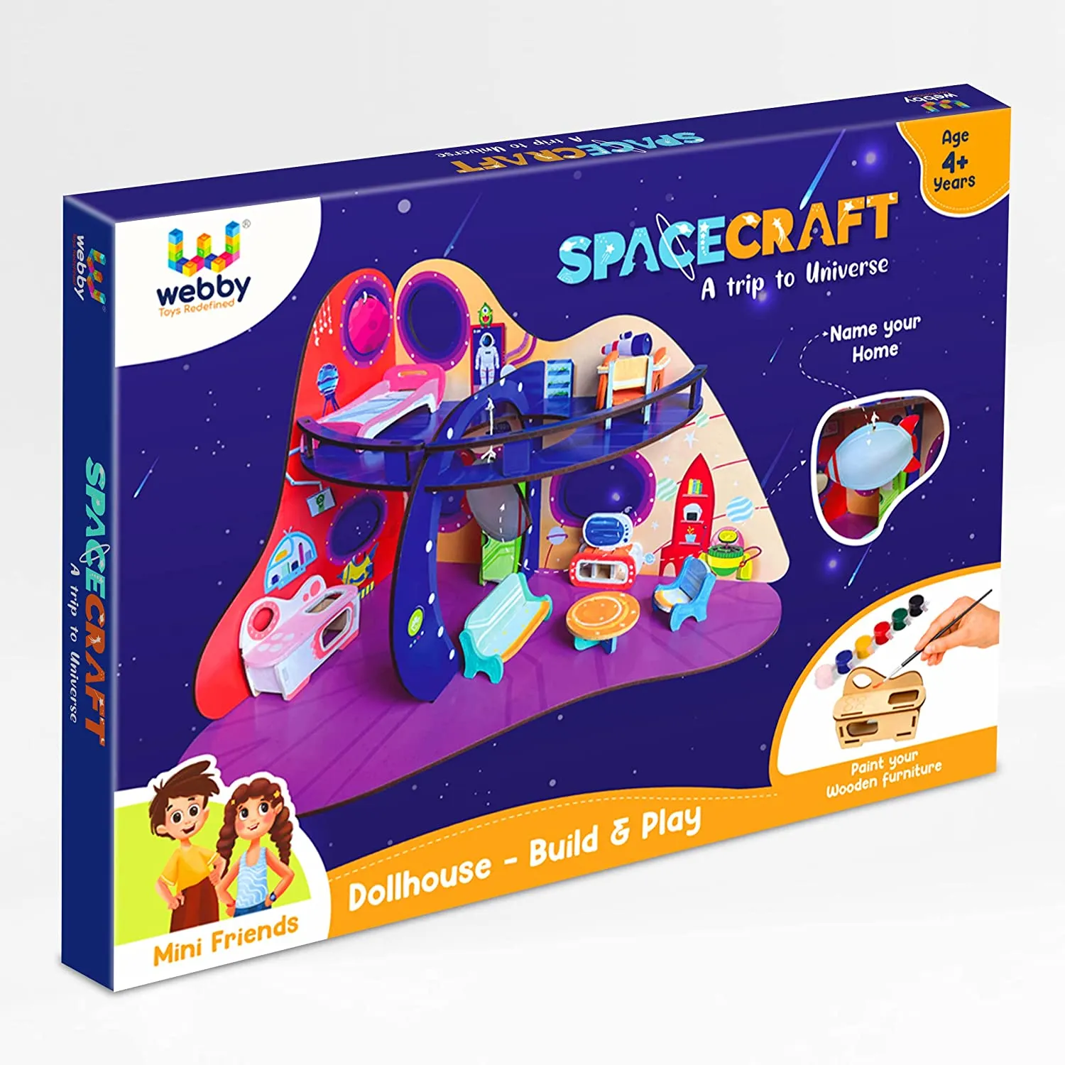 Webby Spacecraft Trip to Universe All Side Play Wooden Doll House