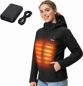 WESTON Women's Heated Coat, 4-Zone Electric Heated Jacket, 7.4V, 4800 mAH Rechargeable Battery, Adjustable Heat Levels