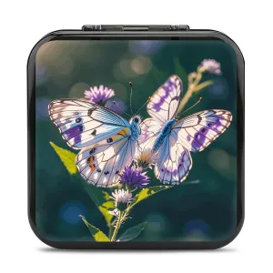 White Purple Butterflies Switch Game Case Switch Game Holder Cartridge Case Storage 24 Games & 2 Micro Sd Card Slots, Travel Carry Cases, Portable Games Card Storage, Hard Shell, Buckle Closure