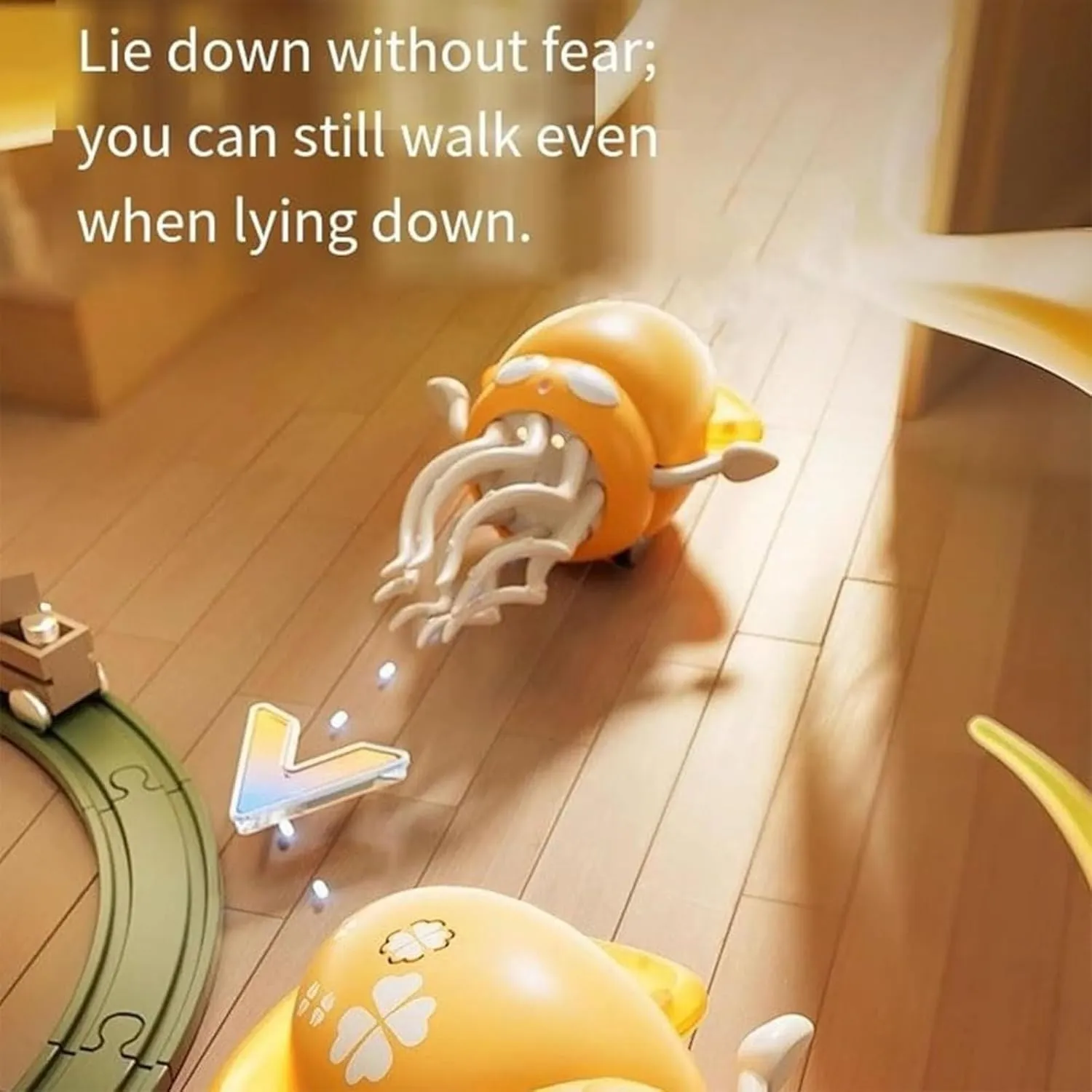 Wiggly Wonder Octopus, Dancing Squid Toy, Automatic Obstacle Avoidance Sensor Eight-Legged Crawling Toy, Smart-Tentacle Self-Navigating Robotic, USB Rechargeable with LED & Music (Yellow)