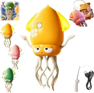 Wiggly Wonder Octopus, Dancing Squid Toy, Automatic Obstacle Avoidance Sensor Eight-Legged Crawling Toy, Smart-Tentacle Self-Navigating Robotic, USB Rechargeable with LED & Music (Yellow)
