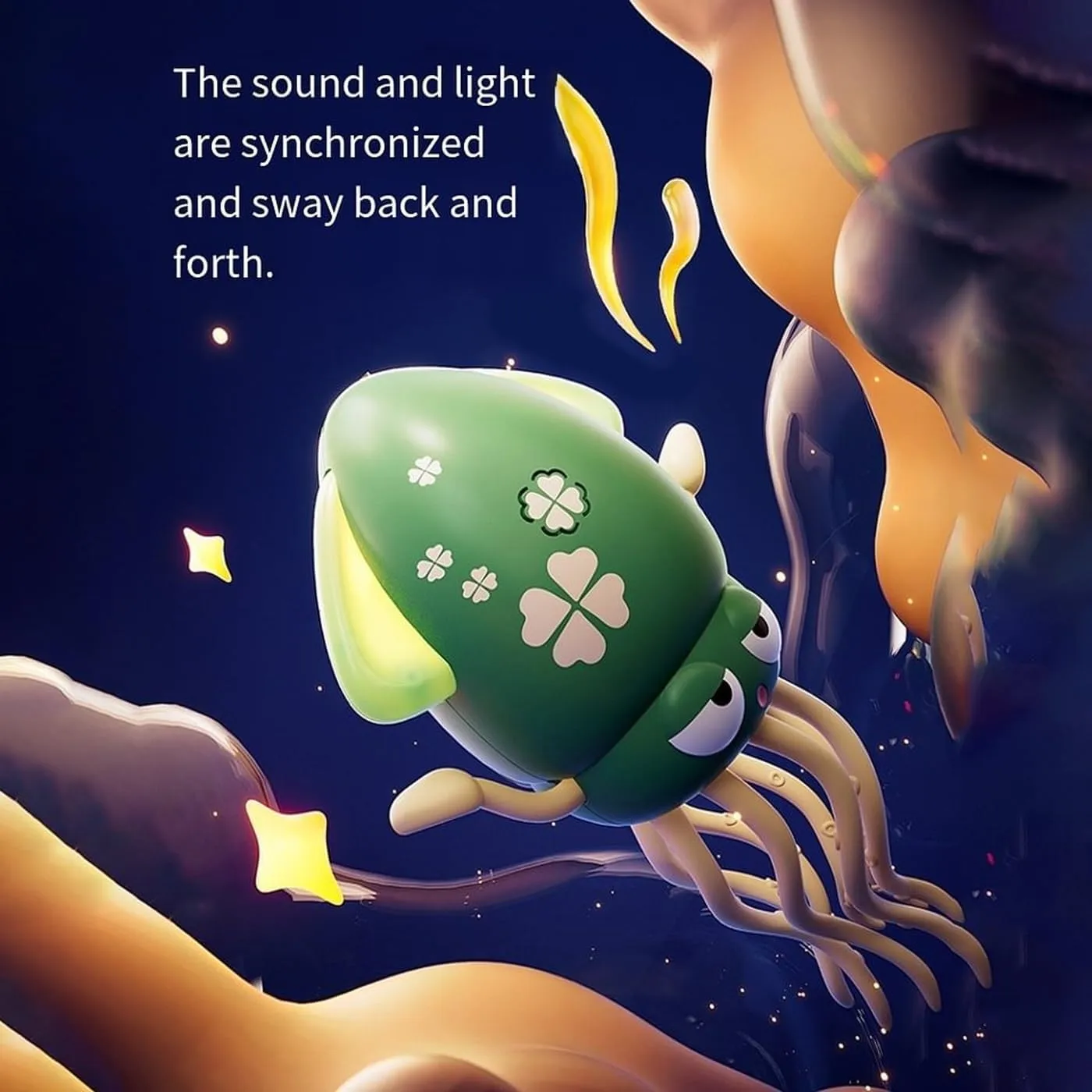 Wiggly Wonder Octopus，Electric Dancing Wiggly Wonder Octopus, Smart Tentacle Explorer, Squid with Auto Obstacle Avoidance, USB Rechargeable with LED Lights & Music (Yellow)